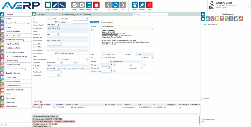 Eine Maske um Kundenbeziehungen darzustellen und wichtige Informationen für jeden einzelnen Kunden zu erfassen.