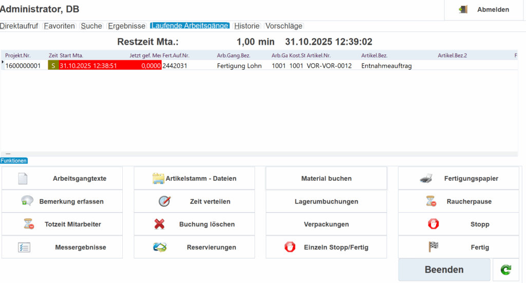 Eine Maske in AvERP um die einzelnen Zeiten rückzuerfassen